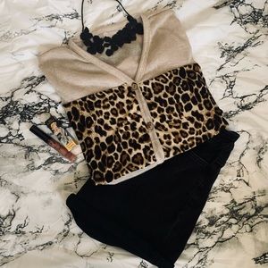 Leopard print button up blouse
